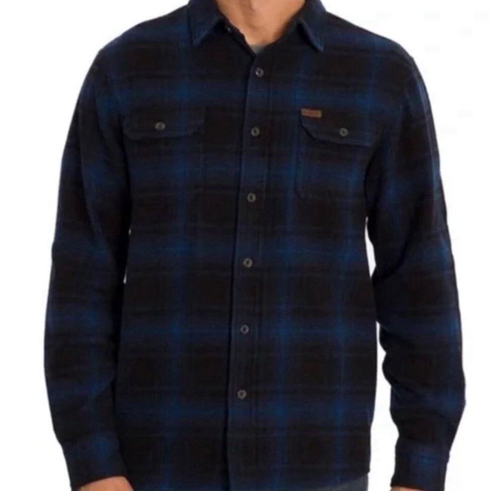 Orvis Men's Black & Blue Flannel Cotton Big Bear Heavyweight Shirt size large